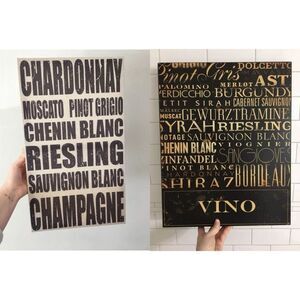 Set of 2 WineThemed Wall Art Prints – Kitchen & Bar Decor Vino Signs